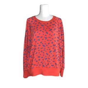 SUNDRY Orange Blue Leopard Animal Print Crewneck Pullover Sweatshirt Size XL (4)